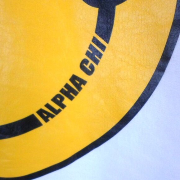 Gildan Alpha Chi Omega Yellow Smiley Face White Sweatshirt - Picture 3 of 5